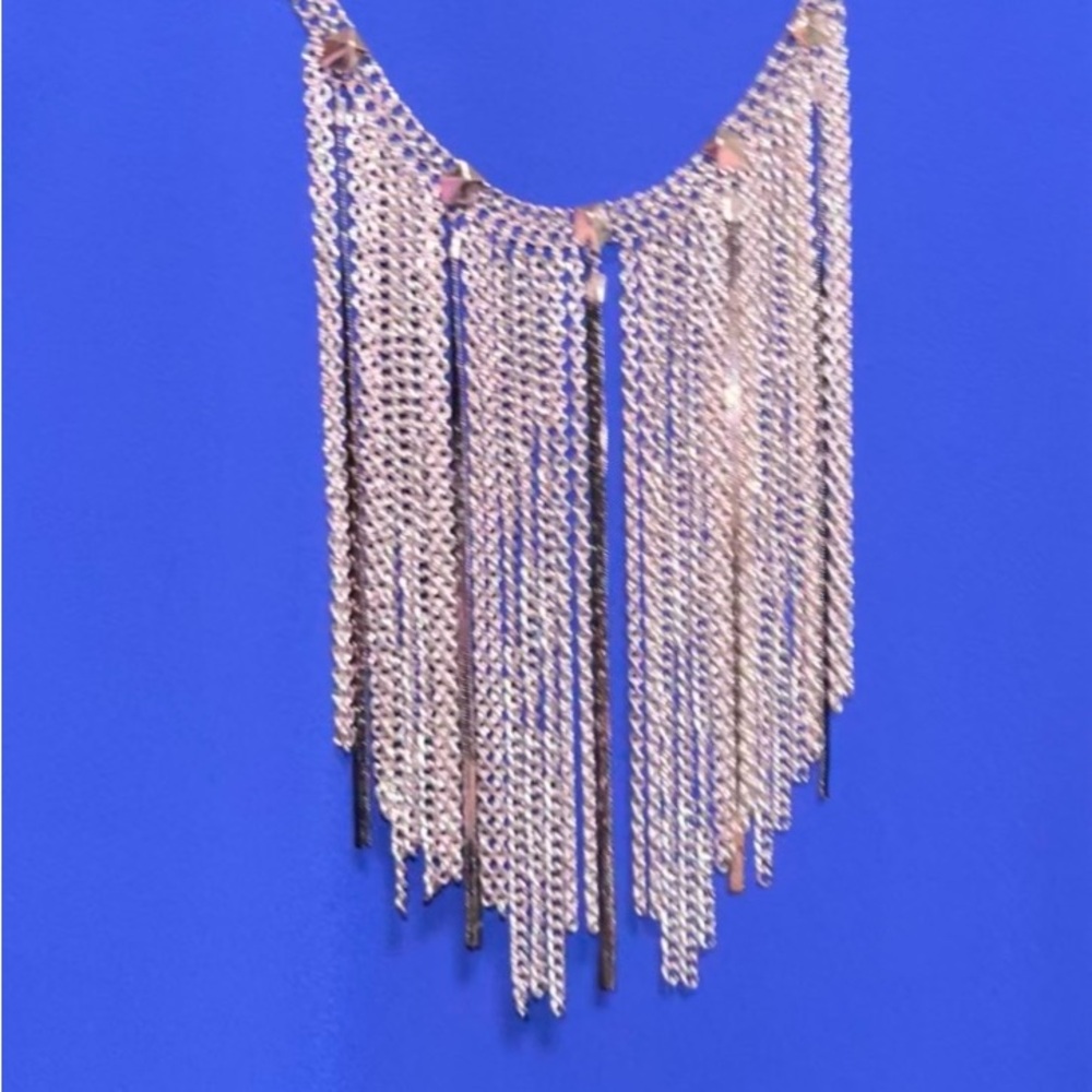 NWT White House Silver Fringe Necklace/Bib bearing 5 stars flawless